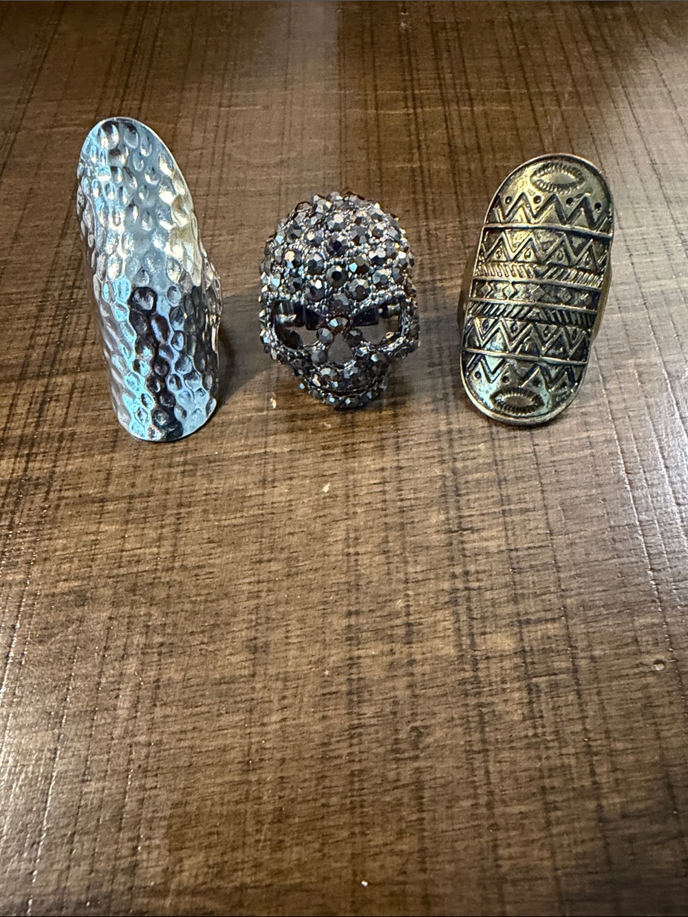 Women’s Skull and Metal Statement Rings — Silver, Black, Antique Gold